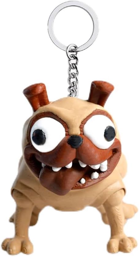 Crazy Dog Figure Keychain, Gift Bag Accessory and Movable Toy | Goofy