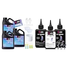 LET'S RESIN 300g Large Capacity White & Black UV Resin and 1500g Low Shrinkage, Clear Ultraviolet Epoxy Resin