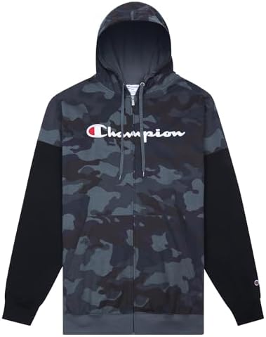 Champion Mens Big and Tall Full Zip Hoodie Classic Embroidered Logo