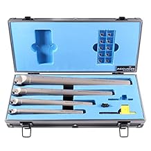 Accusize Industrial Tools 4 Pc Sclcr Indexable Boring Bar Set with 14 Pcs Ccgt32.51 (Akh01) Inserts, Right Hand, for Cutting Aluminum, P252-S528