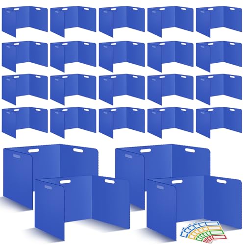 24 Pcs Desk Dividers for Students 14 17.5 14 Inch Plastic Durable and Waterproof Privacy Folders Shields Test Dividers with Classroom Privacy Boards for School Study SuppliesBlue