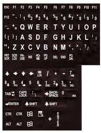Alphanumeric Replacement Keyboard Labels - White Letters on Black Background