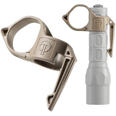 Thyrm Switchback Large 2.0 Flashlight Ring Non-Dual Fuel Version Finger Release Ring with Pocket Clip for Many 1-inch Diameter Lights, Made in USA