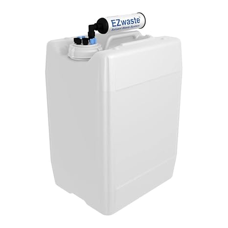 EZwaste HPLC Solvent Waste System, 20L (5 Gal) UN/DOT-Rated Disposable Container, 70mm VersaCap with Six (6X) Ports for 1/8 Inch O.D. Tubing