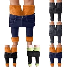 Fleece Lined Jeans Women Straight Leg Winter Jeans Thermal Thick Skinny Denim Pants Slim Stretch Warm Jeggings