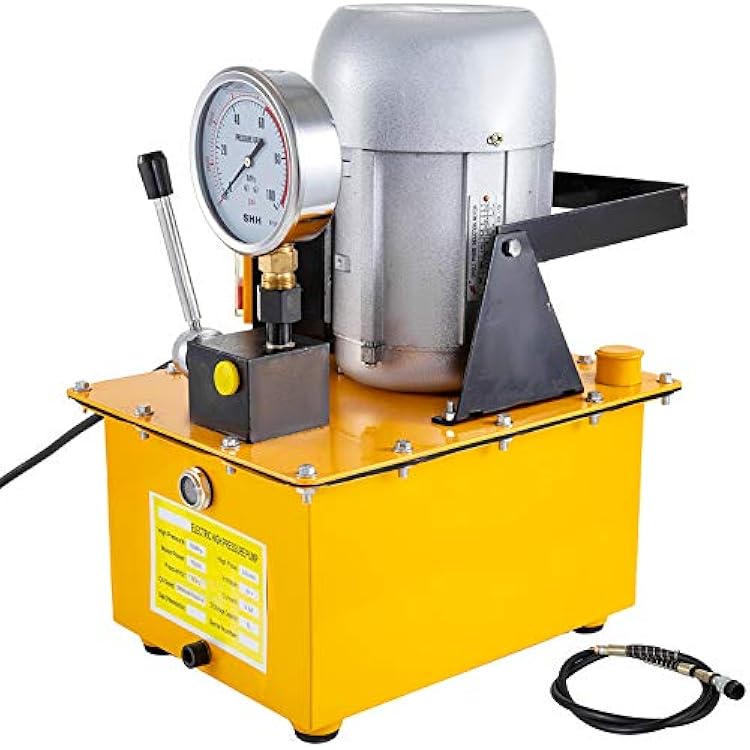 Happybuy Electric Hydraulic Pump 10000 PSI Driven Hydraulic Pump Single Acting Manual Valve Electric Driven Hydraulic Pump with Manual Valve Oil Pressure Pump