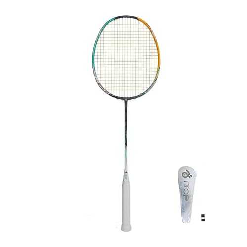 pre-Strung Carbon Fiber Badminton Racket 5U Super Lightweight Badminton Racque with 1 Hand Glue,1 Carrying Bag for Outdoor Backyards Gym Park Playground Sports