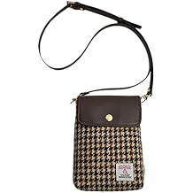 TAILORMAP Harris Tweed Small Crossbody Bags Cell Phone Purse for Women Leather Wallet Purses with Adjustable Strap