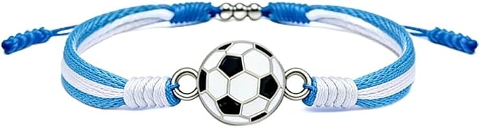 2026 World Cup Soccer Bracelet, adjustable braided cord with soccer charm, sports-themed friendship bracelet - match day fan bracelet, suitable for fans from the USA, Mexico, Canada, Argentina, and Brazil, gift for women