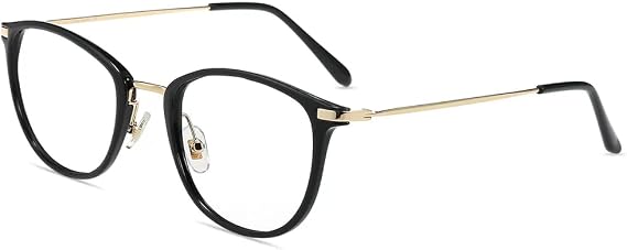 Firmoo Blue Light Glasses, Vintage Overall Round Readers Lightweight Computer Eyewear Frame for Women Men