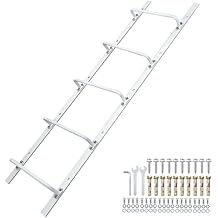 5-Rung Window Well Ladder Straight, Heavy Duty Steel Fire Escape Ladder, Powder-Coated Basement Egress Window Ladder Wall Mounted Ladders 56.2" Lx17.9 W, White
