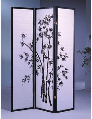 3 Panel Room Divider Bamboo - Black