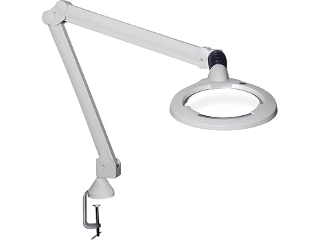 Vision-Luxo CIL026698 LED Magnifier with 3.5-Diopter Lens, 39 in. Arm, Edge Clamp Mount, White