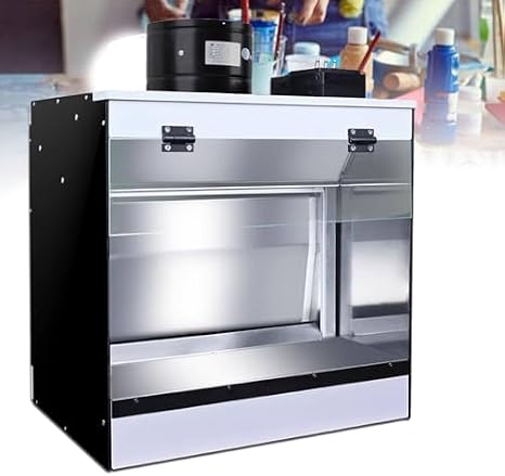 LED Airbrush Spray Booth with Waterfall Exhaust System, Craft Table for Models, Cakes & Nails 50x50x40cm Portable Art Studio