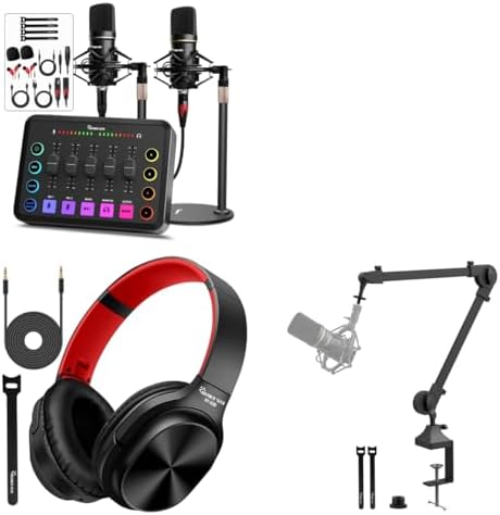 Studio Podcast equipment with Boom Arm Stand and Headphone