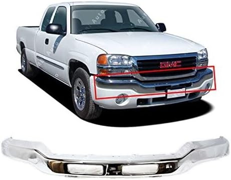 Chrome Steel, Front Bumper Face Bar Compatible with 2003 2004 2005 2006 GMC Sierra 1500 2500HD 3500 & 2007 Classic Pickup, GM1002418