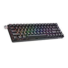 Geeky GK65 SE 65% | Mechanical Gaming Keyboard | 68 Keys Multi Color RGB LED Backlit for PCMac Gamer | ANSI US American Layout Black, Mechanical Blue