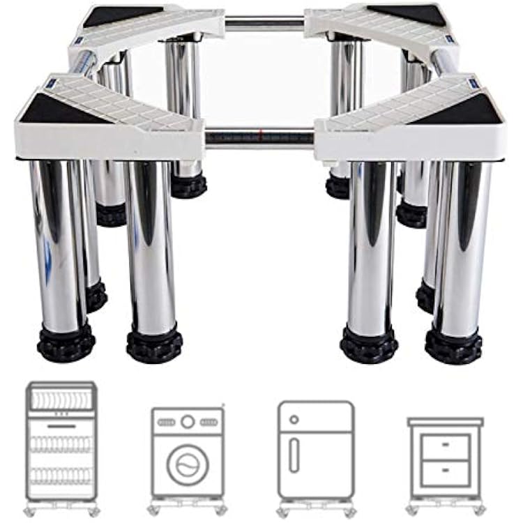 Trolley Washer and Dryer Stands, Multi-Functional Movable Adjustable Base Stand, Pedestal for Washing Machine Stainless-Steel with 12 Foot,20cm