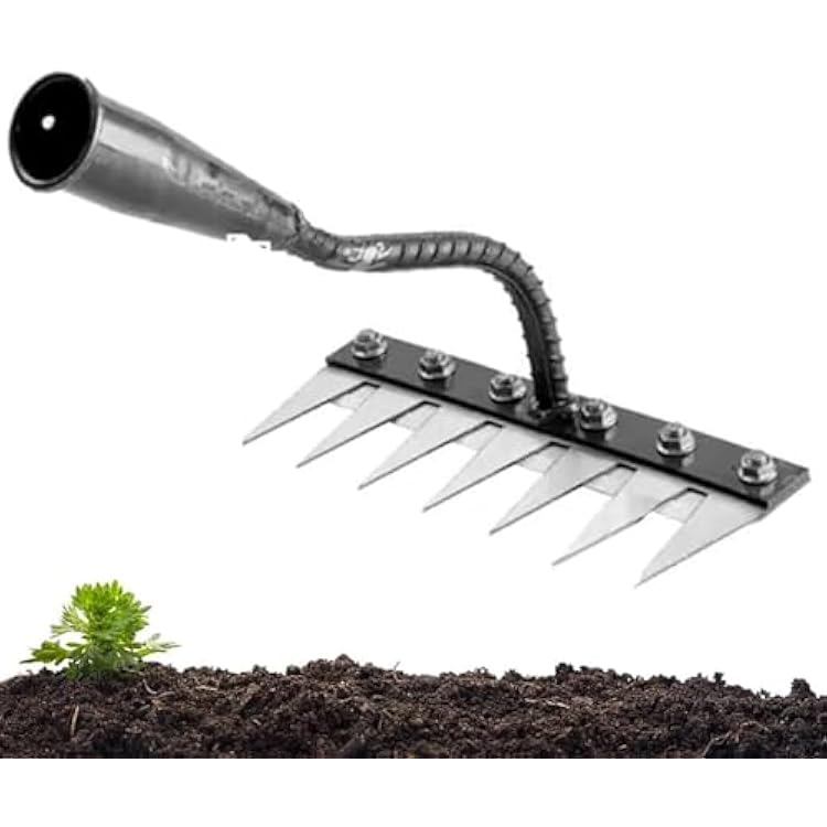 Gardenia Iron Weeding Rake, Iron Rake 2.0 for Gardening and Weeding, Ironrake Heavy-Duty Weed Rakes Carbon Steel 7 Teeth