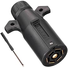 Spurtar 7 Pin Trailer Plug with Waterproof Seal, Round RV-Style 7 Way Trailer Plug, Detachable 12V 7 Pin Trailer Connector Trailer Light Wiring Harness Replacement Adapter Male End for RV, SUV