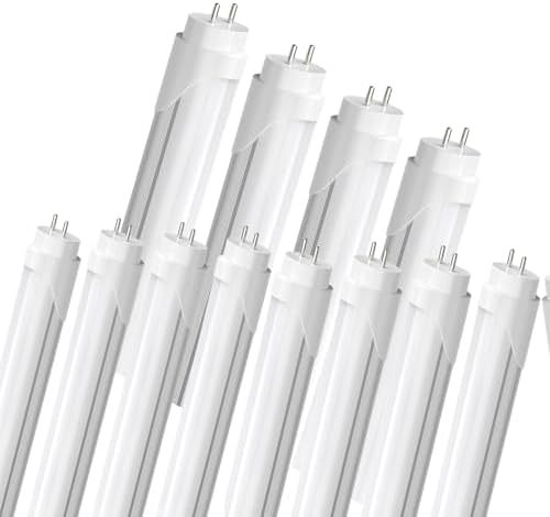 LED Fluorescent Light Bulbs 48 inch T8 LED Bulbs Type AB,24W 3000LM Plug & Play or Ballast Bypass, Single and Double End Powered,5000K Frosted Cover,T8 T10 T12 4FT Tube Lights Replacement,12-Pack