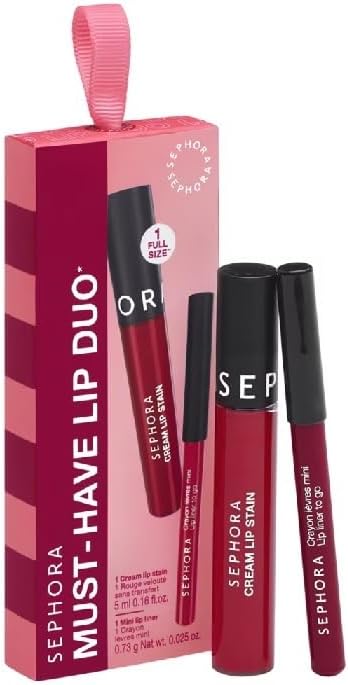 Sephora Must Have Lip Duo Cream Lip Stain & Mini Lip Liner 04 Deep Ruby & 01