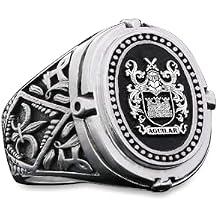 Coat of Arms Ring, Family Crest Ring, Personalized Mens Signet Ring, Customized Sterling Silver & Gold Plated Ring, Size 6.5