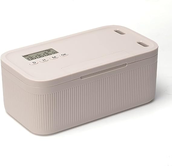 Time Lock Secure Storage Box, 0 to 30 Days Timed Lock Organizer, Portable Plastic Lockbox for Phone, Snack, Medication, Electronic Devices, Self-Control Container for Home & Office Use