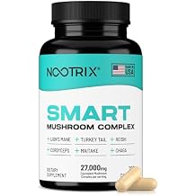 Nootrix Smart Mushrooms Complex Supplement | 60 Day Supply | Supports Memory, Mental Focus, Cognitive Health & Energy | 27,000mg Organic Mushrooms | Lions Mane, Reishi, Cordyceps, Chaga & Turkey Tail