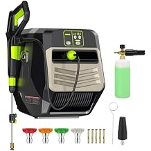 Wall Mounted Pressure Washer - Max 5500 PSI 3.6 GPM, 5 Levers Power Washer with 66FT Retractable Hose for Car/Driveway, Automatic Rewind, Any Length Lock, Black