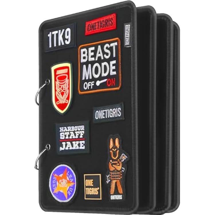 OneTigris Patch Board, Flip-Page Patch Book Tactical Patches Booklet Organizer Mini Display Panel Holder with Metal Removable Ring Binders, 11 x 8