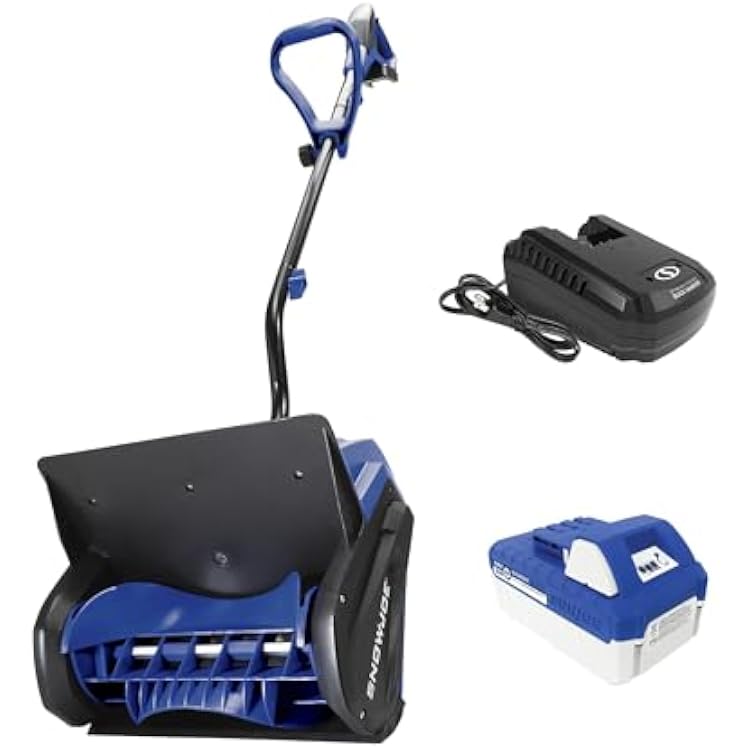 Snow Joe 24V Cordless Electric Shovel Kit w 4Ah Battery & Charger, 13 Clearing Width, 400W Motor Portable, Lightweight, Fast Ice & Snow Removal for Deck, Patio, Driveway, 24V-SS13