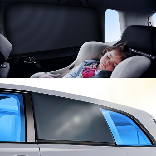 [Upgraded] Doogoocoo Car Window Shades for Baby, [100% UV Block & Ice-Crystal Cooling] Breathable Car Shade for Back Window Universal Fit for SUV, Sedan, 2 Pack, Privacy & Safety Large