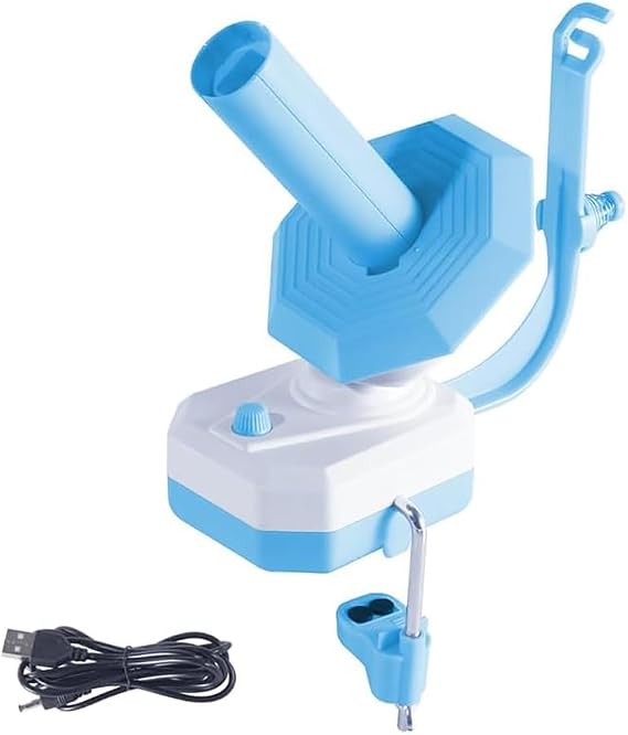 Wool Winder, Fully Automatic Yarn Winder, Single and Electric Drum Rotor Wool Collector Assistant Knitting Assistant (Blue)