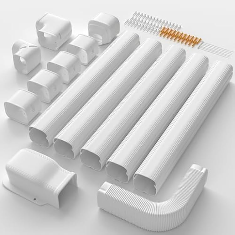 3 19 Ft Mini Split Line Cover Set, PVC & PP Ductless Pipe Cover Universal for Mini Split AC & Central AC, White AC Lineset Cover