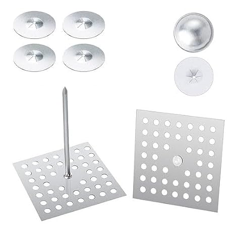 Perforated Insulation Pins 1-5/8 inches (500 pcs with 500 Self-Locking Washers and 500 Dome Caps)
