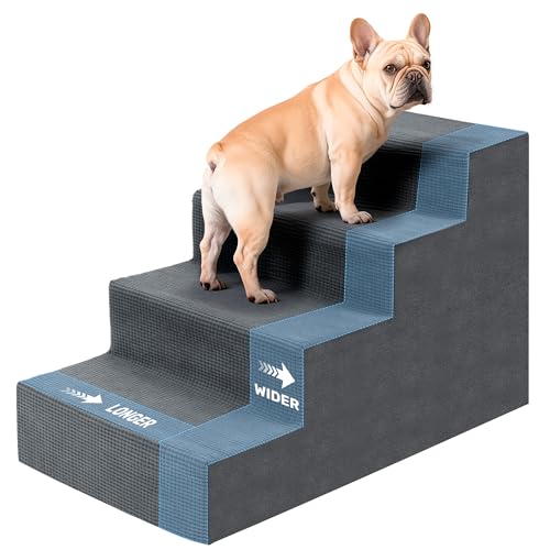 Dog Steps for Bed, 18 H Dog Stairs for Small Dogs, 4-Tier Pet Stairs with Washable Cover, Non-Slip Pet Steps for Dogs to Get On Bed