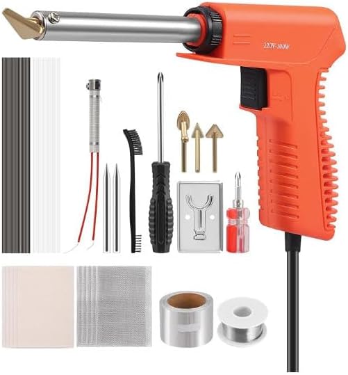 100W Plastic Welding kit, 2-in-1 Plastic Soldering Iron kit & Soldering Gun, 2 Adjustable Modes with 5 Soldering Tips,40 Soldering Rods for Car Bumper Surface Repair