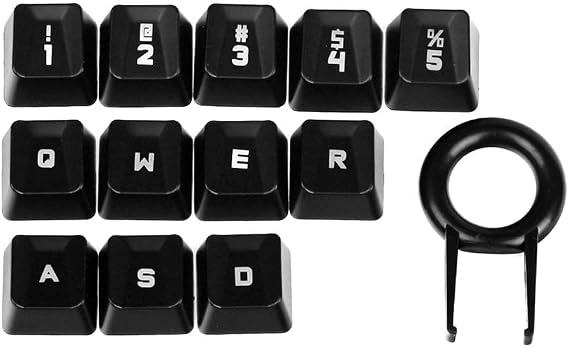 HUYUN Performance Gaming keycaps Replacement for Romer-G Switch Logit G310 G413 G613 G810 K840 G910 Mechanical Keyboard (Black 12 Keys)