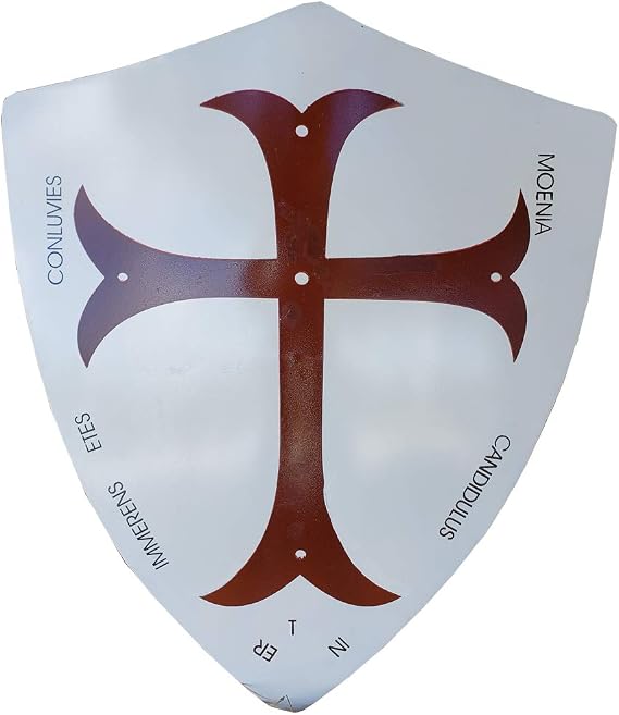 Knights Templar Crusader Medieval Heater Shield Red Cross Latin Inscription Handmade