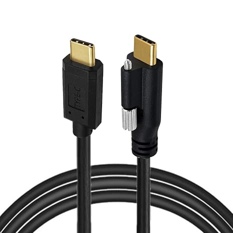 CY Cable USB 3.1 Type-C Male to Single Thumbscrew Locking USB-C 10Gbps Data 4K Cable Panel Mount Type