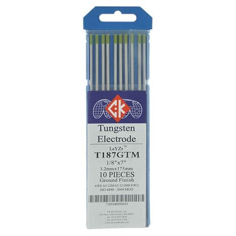 CK T187GTM LaYZr Tungsten Electrode 1/8" x 7", 10 Pack
