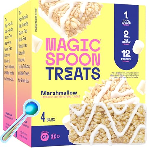 Magic Spoon Treats - 8 Gluten Free Protein Bars, Marshmallow - High Protein Gluten Free Snack - Sugar & Grain Free Protein Cereal Bar - Low Carb & Keto Friendly - Healthy Snacks for Adults