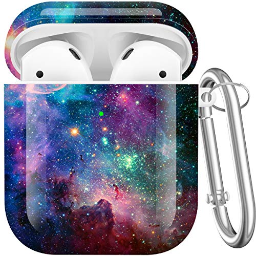 Maxjoy Compatible AirPods Case Cover, Cute Air pod Case for Women Men Soft Protective iPod Cover with Keychain Compatible with Apple AirPod 2nd 1st Gen Wireless Charging Case 2&1, Galaxy