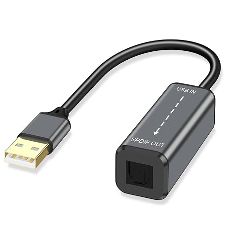 USB A to TOSLINK Optical Audio Adapter,USB Type A to SPDIF Digital Converter Compatible with Windows/Laptop PC ONLY(Unidirectional U SB A to Optical)