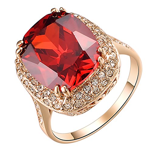 Yoursfs Ruby Rings for Women 6-10 18K Gold Plated Vintage Red Cocktail Rings Fashion Gemstone Jewelry