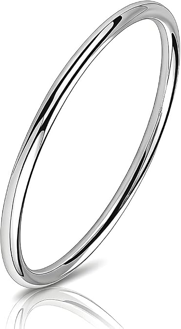 Solid 925 Sterling Silver 4mm Polished Bangle Bracelet