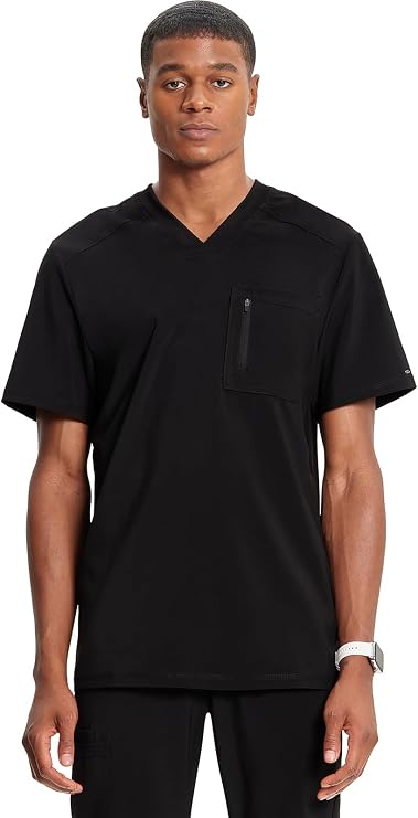 Cherokee Infinity Mens Scrubs Top V-Neck Modern Fit 2 Pocket 360 Stretch