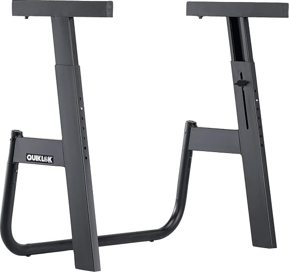 QUIK LOK - M91 Professional Keyboard Stand - Heavy Duty Steel Performance Frame with Fully Adjustable Height and Collapsible Flat-Folding Design, 200 lbs Capacity, Black
