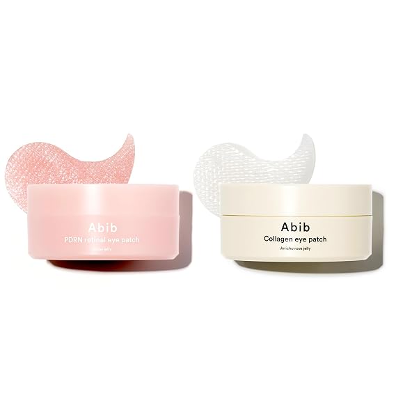 Abib PDRN & Vegan Collagen Eye Patch (60ea) Duo: Eye Patches for Wrinkles & Fine Line with Jericho Rose Jelly, 60 Count, Korean Skin Care Gifts for Women, Mothers, Teen